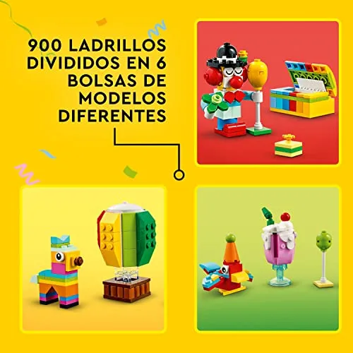 LEGO ▫️ 11029 Classic Caixa Criativa: Festa, Peças para jogos de mesa em família, Brinquedo para meninos e meninas a partir dos 5 anos, 12 mini-construções, carro, ursinho de peluche, unicórnio, ideia para presente 4