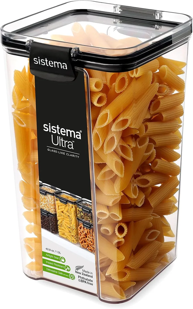 Sistema ▫️ Recipientes de armazenamento herméticos Ultra System para despensas e cozinhas | Recipientes de plástico de 1,3 l para armazenamento de alimentos | Empilháveis | Sem BPA | Sem BPA