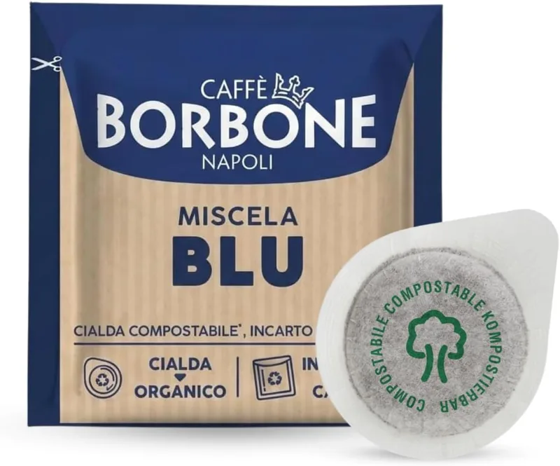 Caffè Borbone ▫️ Cápsulas Compostáveis, Mistura de Café Azul - 150 Cápsulas - Compatíveis com o Sistema E.S.E. Cápsulas de papel de 44 mm