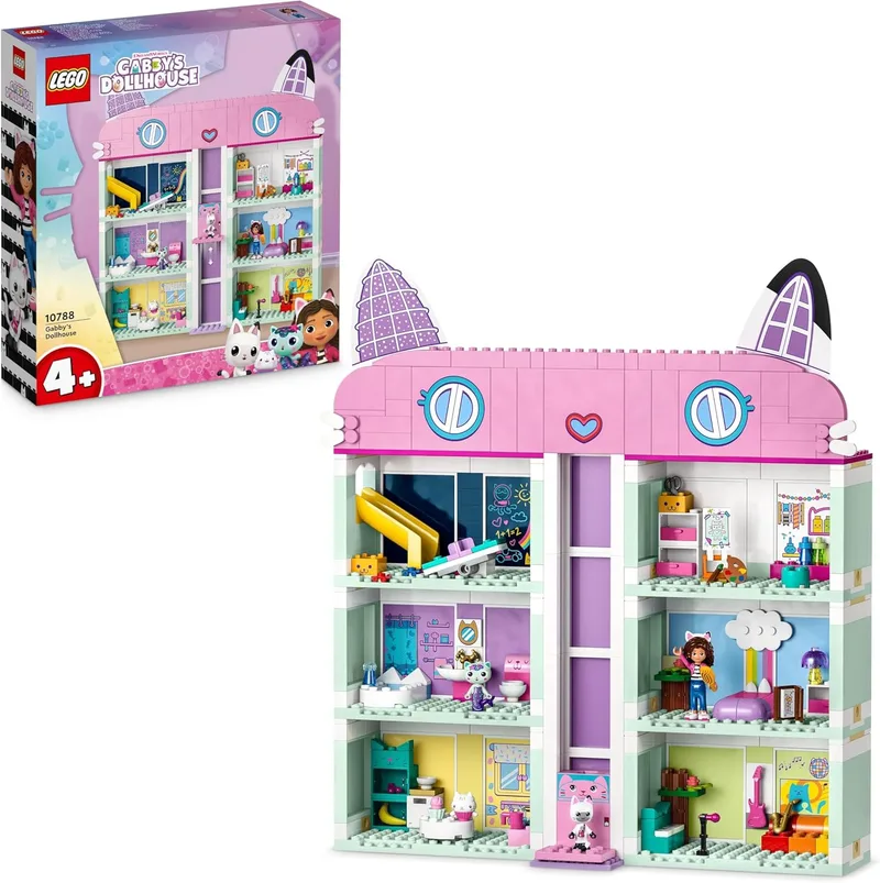 LEGO ▫️ A Casa de Bonecas da Gabby - Casinha de 4 andares com as figuras da Gabby, Pandy Patitas, Siregata e Muffin e acessórios - Presente de aniversário para meninas a partir dos 4 anos 10788