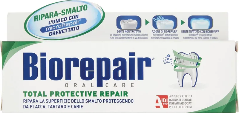 Biorepair ▫️ Pasta de dentes «Total Protective Repair» com microRepair, nova fórmula - Tubo de 2,5 onças líquidas (75 ml) [Importada de Itália]