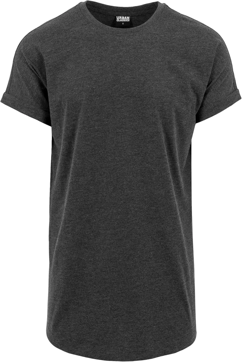 Urban Classics ▫️ Camiseta de manga comprida com punhos enrolados para homem, branca, corte regular