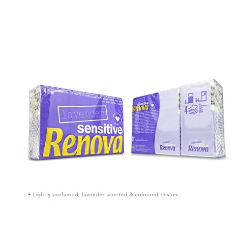 RENOVA ▫️ Lenços de Bolso Sensitive, 4 camadas, 6 embalagens, Lavanda 5