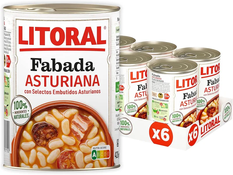 Litoral ▫️ Fabada Asturiana - Fabada Asturiana Refeição Preparada Sem Glúten - Embalagem de 6x420 g