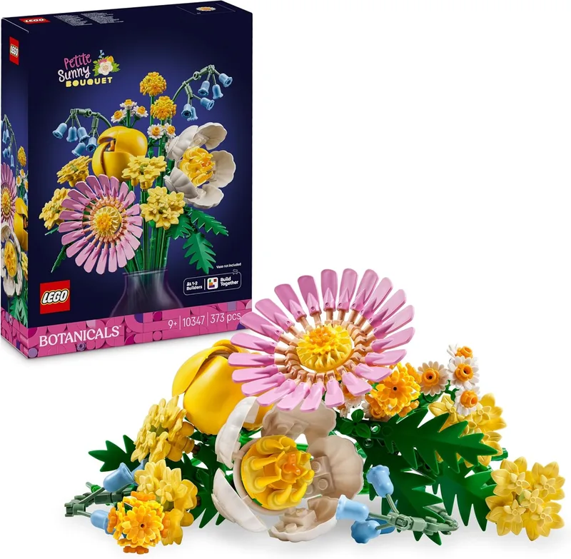 LEGO Botanicals Sunshine Bouquet - Bouquet de Flores Artificiais com Margaridas e Tulipas de Brinquedo - Decoração de secretária - Prenda para Raparigas 9+, Adolescentes e Mulheres 10347