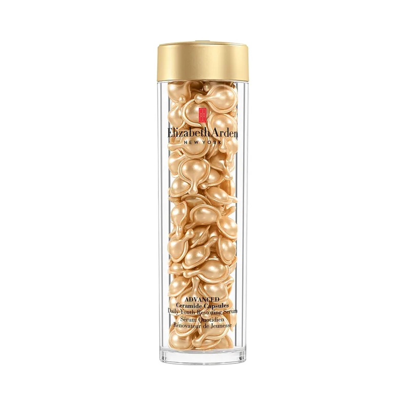 Elizabeth Arden ▫️ Cápsulas de Soro Avançado com Ceramidas e Óleo de Tsubaki, Triplo Efeito Antienvelhecimento, Rejuvenesce, Repara, Hidrata e Suaviza as Rugas, Monodose, Aplicar 1 por dia