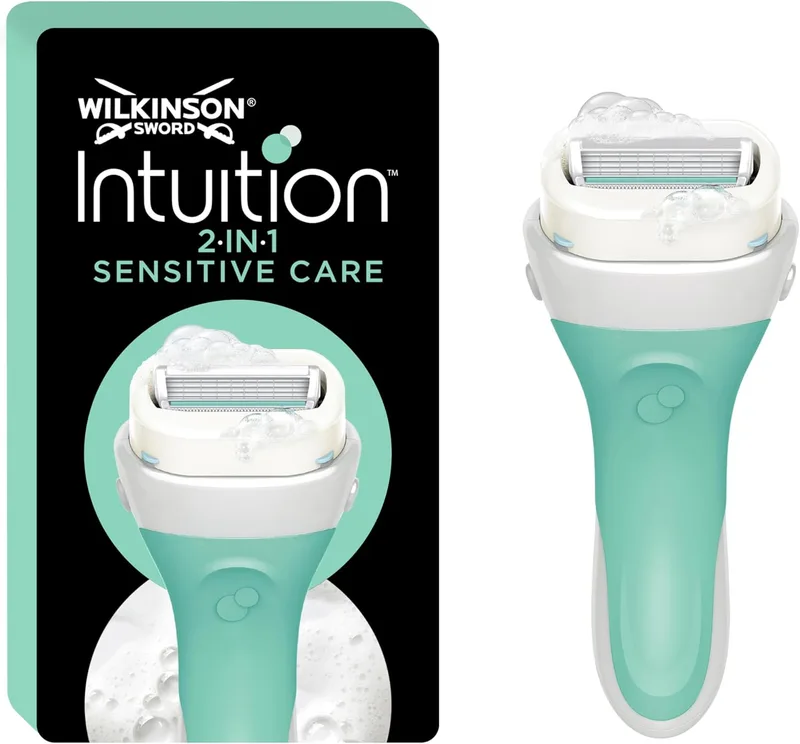 Wilkinson Sword ▫️ Intuition Sensitive - Women's Rechargeable Razor with Moisturising Soap and 4 Blades, 1 Refill, 1 Refill