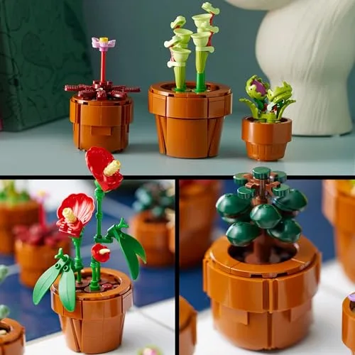 LEGO ▫️ Botanicals Plantas Minúsculas com 9 Flores Artificiais para Montar num Vaso de Terracota - Decoração para a Casa - Presente de Aniversário para Mulher, Homem, Esposa ou Marido 10329 4