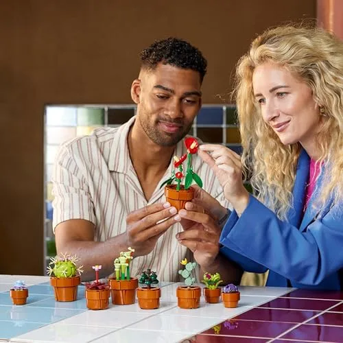 LEGO ▫️ Botanicals Plantas Minúsculas com 9 Flores Artificiais para Montar num Vaso de Terracota - Decoração para a Casa - Presente de Aniversário para Mulher, Homem, Esposa ou Marido 10329 6