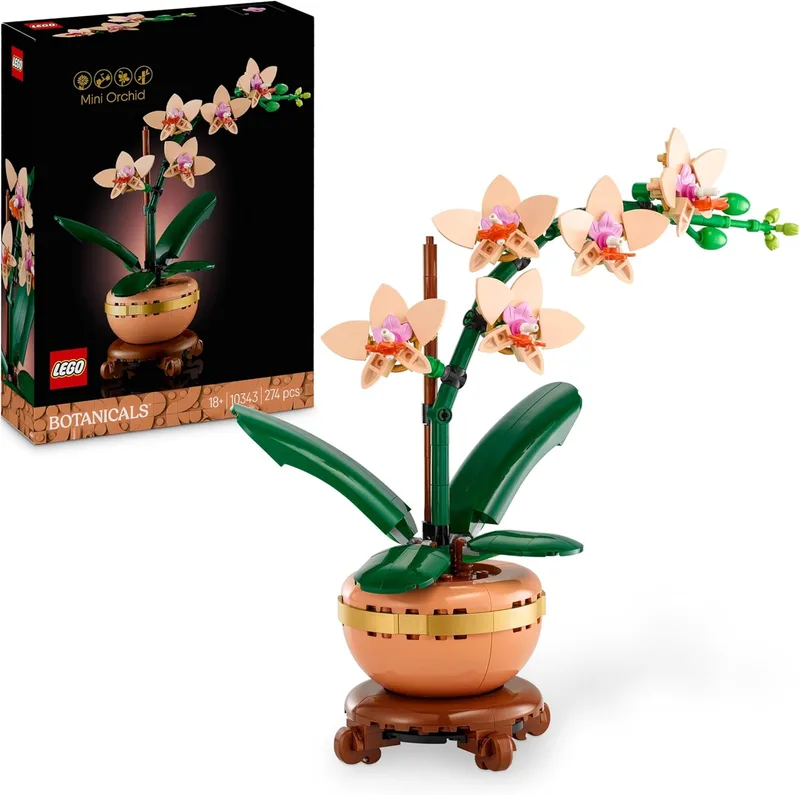 LEGO Botanicals Mini Orquídea - Prendas do Dia da Mãe para Mães, Avós e Mulheres - Flor e Planta de Orquídea Artificial para Decoração de Casa - Modelistas Adultos - 10343