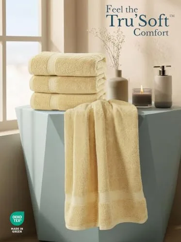 Utopia Towels ▫️ Conjunto de 4 toalhas de banho (69 x 137 cm), 100% algodão com fio em anel, secagem rápida, altamente absorventes, suaves ao toque, para uso diário (bege) 4