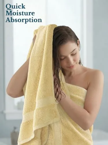 Utopia Towels ▫️ Conjunto de 4 toalhas de banho (69 x 137 cm), 100% algodão com fio em anel, secagem rápida, altamente absorventes, suaves ao toque, para uso diário (bege) 6