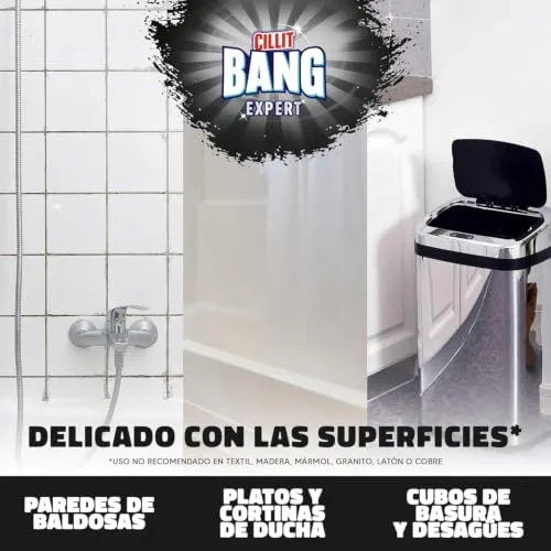 Cillit Bang ▫️ Manchas de Humidade e Sujeira, potente produto de limpeza para juntas pretas, casa de banho, cozinha, em formato de spray, 750 ml, 4