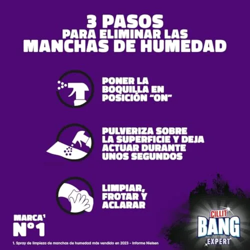 Cillit Bang ▫️ Manchas de Humidade e Sujeira, potente produto de limpeza para juntas pretas, casa de banho, cozinha, em formato de spray, 750 ml, 6