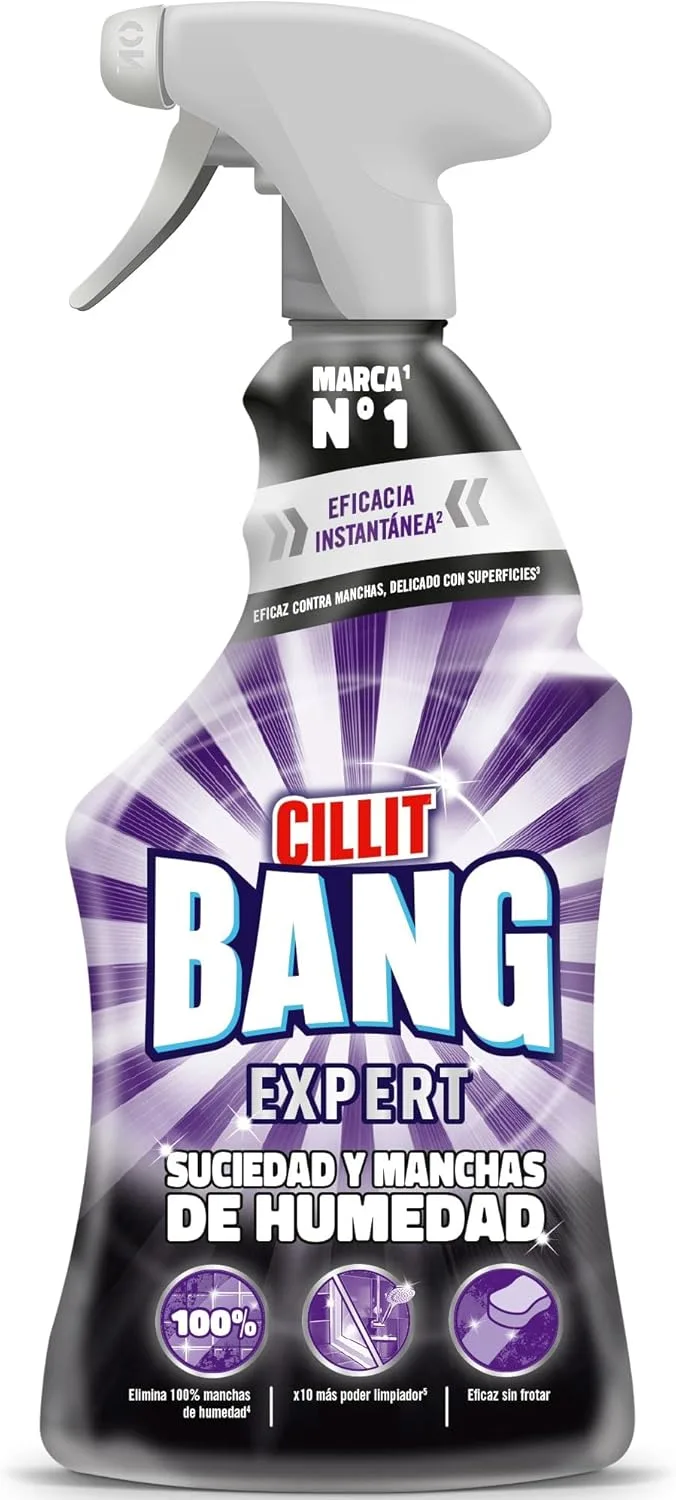 Cillit Bang ▫️ Damp & Dirt Stain, poderoso produto de limpeza de juntas pretas, casa de banho, cozinha, formato spray, 750 ml,