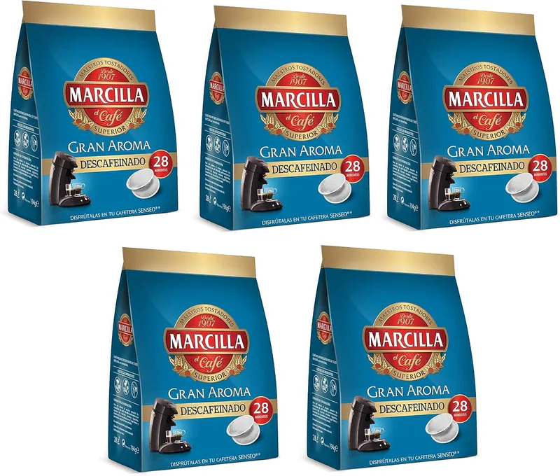 Marcilla ▫️ Cápsulas individuais GRAN AROMA DESCAFEINADO - [Embalagem de 5]