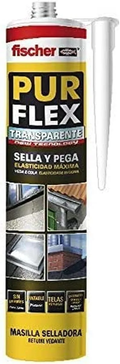 fischer ▫️ Purflex transparente, selante para juntas (tubo de 300 ml), para colagem e vedação, preenchimento de juntas, secagem rápida, pode ser pintado e rebocado, adequado para diversos materiais de construção
