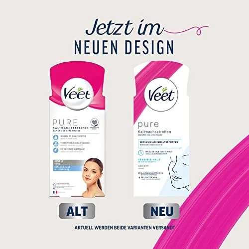 Veet ▫️ para o rosto Precision - Cera fria em tiras Easy com tecnologia Gelwax para peles sensíveis, 10 tiras duplas (20 tiras no total) 2
