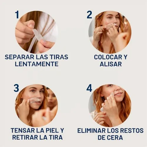 Veet ▫️ para o rosto Precision - Cera fria em tiras Easy com tecnologia Gelwax para peles sensíveis, 10 tiras duplas (20 tiras no total) 4