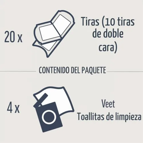 Veet ▫️ para o rosto Precision - Cera fria em tiras Easy com tecnologia Gelwax para peles sensíveis, 10 tiras duplas (20 tiras no total) 6