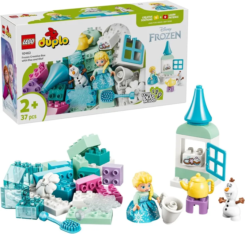 LEGO ▫️ Duplo Disney Frozen: Caixa Criativa com a Elsa e o Olaf – Jogo Educativo para a Motricidade Fina – Brinquedo Montessori com 2 Figuras – Aprender Brincando – Presente para Meninas e Meninos a partir dos 2 anos – 10462