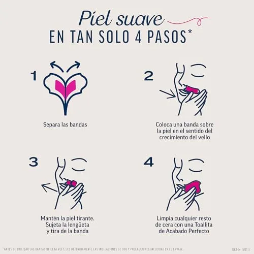 Veet ▫️ Pure - Tiras de cera fria para depilação facial, adequadas para o lábio superior (bigode), fórmula hipoalergénica para peles sensíveis, 40 tiras 3