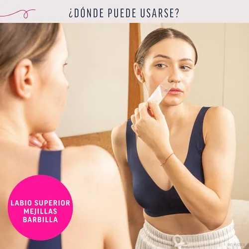 Veet ▫️ Pure - Tiras de cera fria para depilação facial, adequadas para o lábio superior (bigode), fórmula hipoalergénica para peles sensíveis, 40 tiras 4