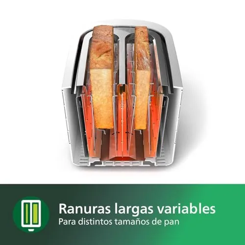 PHILIPS ▫️ Torradeira de 2 fendas, 8 configurações, aquecedor de pãezinhos, branca 6