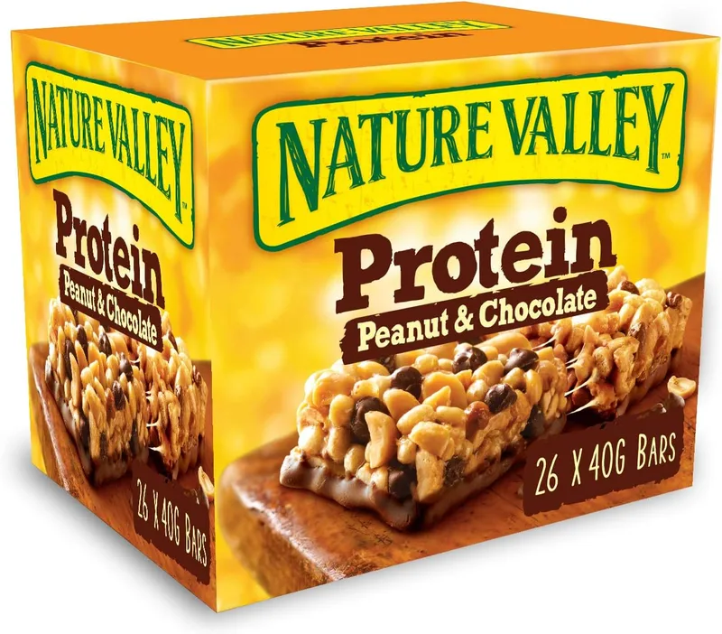Nature Valley ▫️ Protein, Barras Proteicas de Amendoim e Chocolate, Ingredientes Naturais, Adequadas para Vegetarianos, 26 x 40 g