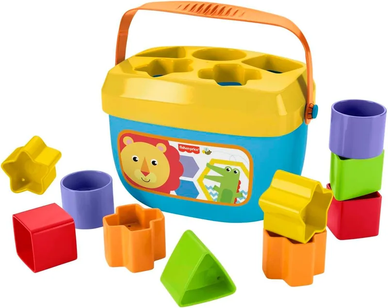 Fisher-Price ▫️ Blocos para bebé, brinquedo para bebé +6 meses, dez blocos coloridos para ordenar, empilhar e encaixar, motricidade fina, cores, formas, FFC84