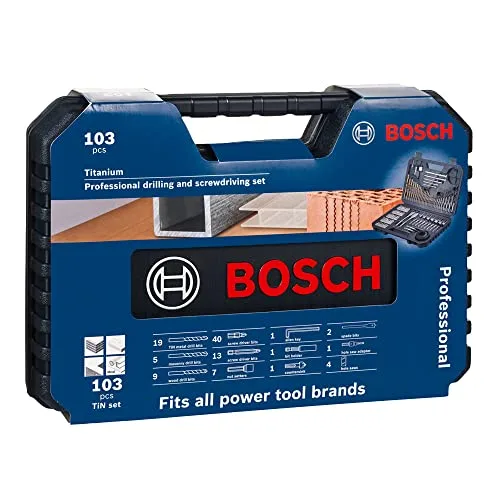 Bosch ▫️ Conjunto de 103 peças mistas de brocas e pontas de aparafusar em titânio (para madeira, pedra, metal, para aparafusadoras e berbequins) 4