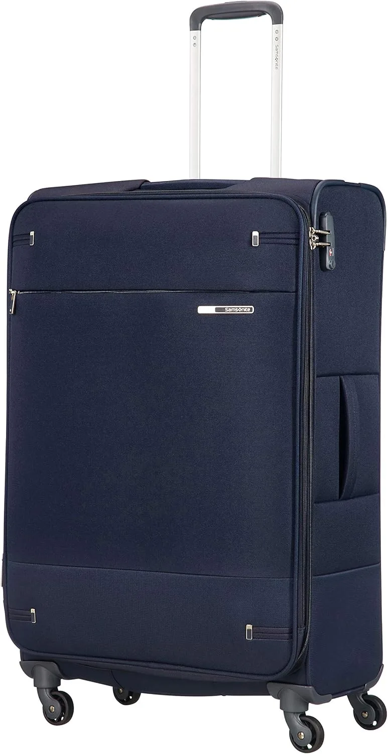 Samsonite Base Boost, mala macia com 78 cm de tamanho, 4 rodas, cadeado TSA, leve e expansível, 105 L, azul (azul-marinho)