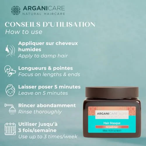 Arganicare ▫️ Gama de Argão | Máscara Reparadora e Nutritiva | Óleo de Argão | Cabelo encaracolado e crespo | Força e maleabilidade | Proporciona suavidade e brilho | Ajuda a redefinir os teus caracóis | 500 ml 5