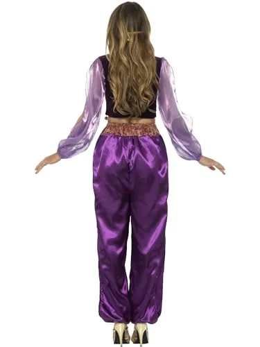 Smiffy's ▫️ Smiffys - Fato de princesa árabe, roxo com calças, véu superior e máscara, fatos de todo o mundo, fatos de princesa 3