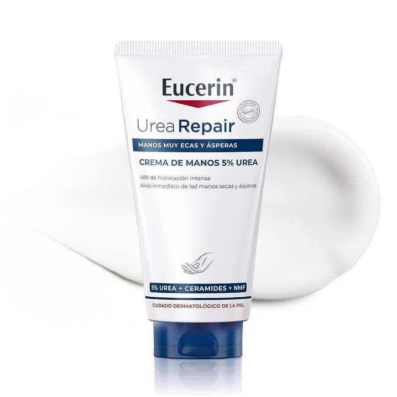 Eucerin ▫️ UreaRepair Creme para as Mãos com Ureia a 5% (75 ml), creme hidratante reparador com efeito de 48 horas, com 5% de ureia e ceramidas para um alívio imediato, ideal para mãos secas e gretadas