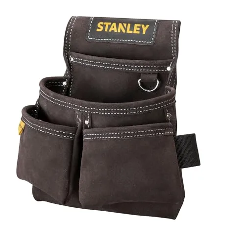 STANLEY ▫️ Bolsa de ferramentas em couro, 4 bolsos, suporte especial para fita métrica, costura dupla, abertura ampla para o cinto – 30 x 7 x 33 cm, STST1-80116 2