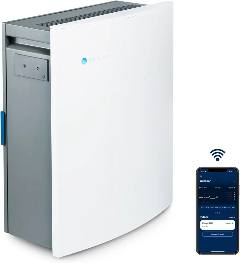 BLUEAIR ▫️ Purificador de ar silencioso Classic 280i HEPA com filtro SmokeBlock para até 52m², Branco