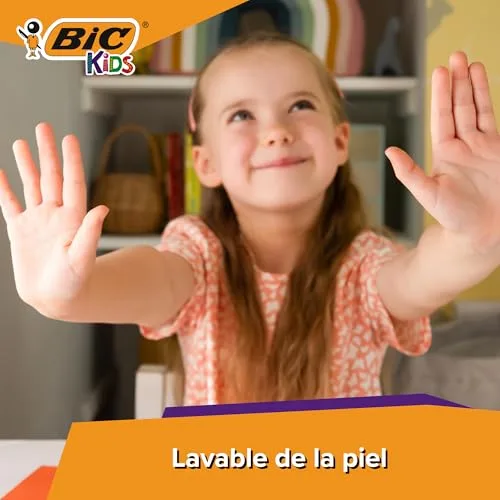 BIC ▫️ Kids Kid Couleur, marcadores laváveis para crianças, ponta média, cores variadas. Ideais para atividades criativas. Estuche com 36 marcadores. 5