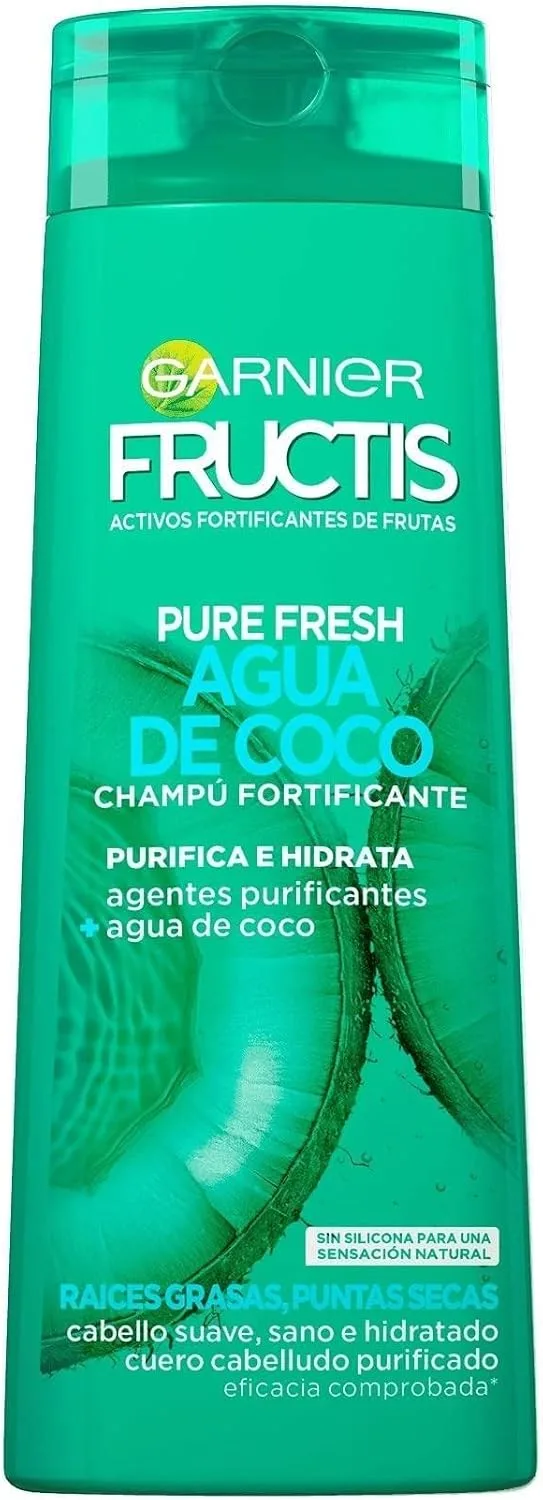 Garnier ▫️ Fructis Pure Fresh Água de Coco Champô para Cabelo Normal, com raízes oleosas e pontas secas - 380 ml