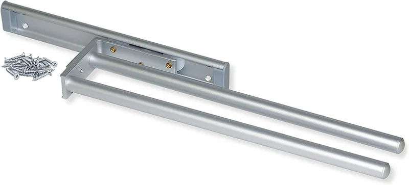 EMUCA ▫️ Toalheiro extensível com 2 braços, toalheiro para casa de banho ou cozinha em alumínio anodizado mate, 440 mm de comprimento