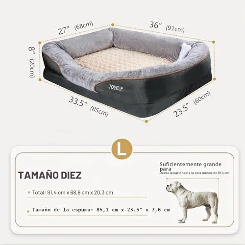 JOYELF ▫️ Cama grande de espuma viscoelástica para cães, cama ortopédica para cães e sofá com capa removível e lavável, e brinquedos que fazem barulho como oferta 2