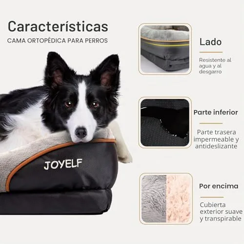 JOYELF ▫️ Cama grande de espuma viscoelástica para cães, cama ortopédica para cães e sofá com capa removível e lavável, e brinquedos que fazem barulho como oferta 3