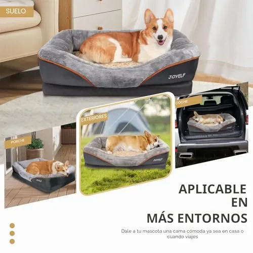 JOYELF ▫️ Cama grande de espuma viscoelástica para cães, cama ortopédica para cães e sofá com capa removível e lavável, e brinquedos que fazem barulho como oferta 6