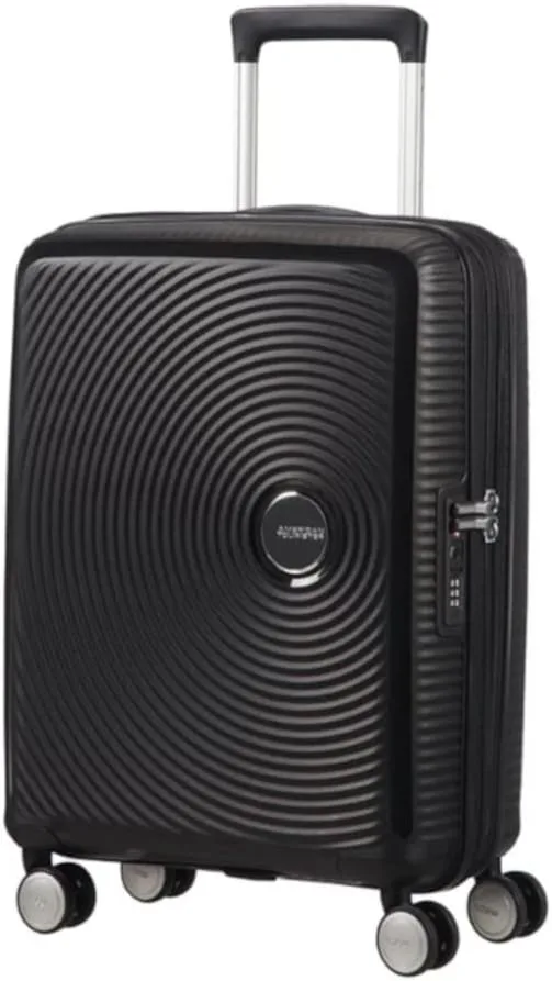 American Tourister ▫️ Soundbox - Mala de cabine expansível Spinner S, 55 cm, 35,5/41 L, Preto (Bass Black)