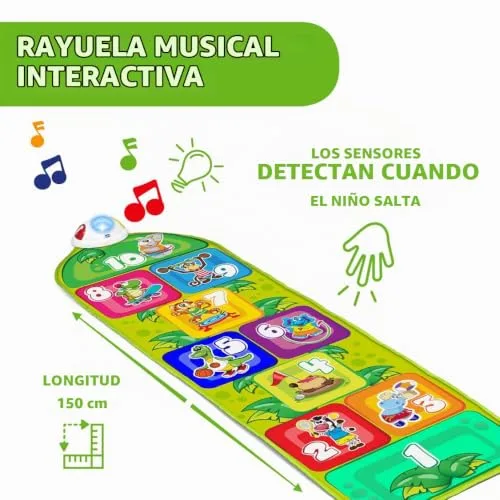 Chicco ▫️ Jump & Fit, Tapete musical eletrónico e interativo para crianças, com luzes e sons para brincar à amarelinha, 2 modos de jogo, 150 cm – Brinquedos para crianças dos 2 aos 5 anos 5