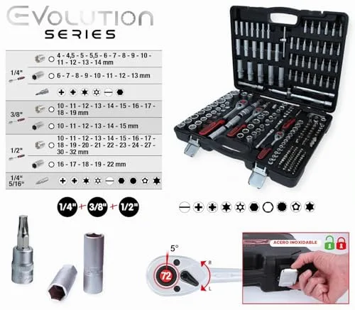 KS Tools ▫️ 917.0795 Conjunto de chaves de soquete de 1/4" + 3/8" + 1/2", 195 peças. 4