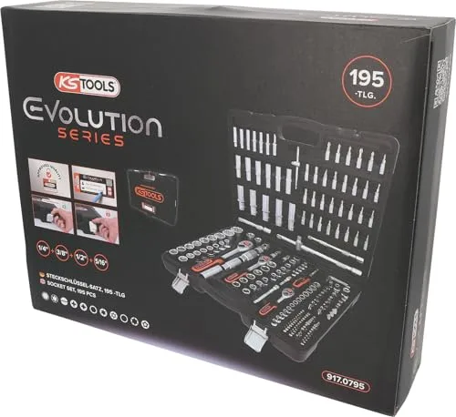 KS Tools ▫️ 917.0795 Conjunto de chaves de soquete de 1/4" + 3/8" + 1/2", 195 peças. 5
