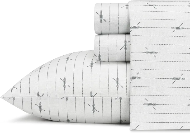 Eddie Bauer ▫️ Conjunto de lençóis Conjunto de roupa de cama em percal de algodão a jusante, azul, cama individual