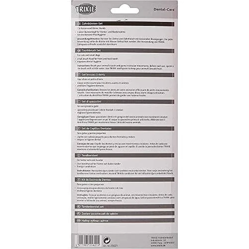 TRIXIE ▫️ Conjunto de 4 escovas de dentes para gatos e cães de pequeno porte, 15 cm, cabeça oval de precisão para uma higiene dentária profunda, cerdas macias e cabo ergonómico 4