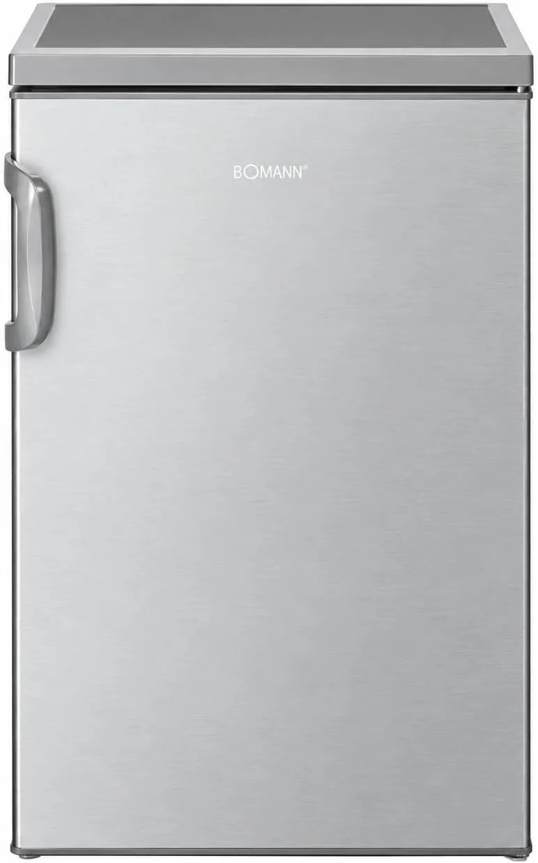 Bomann ▫️ Frigorífico com congelador - Refrigerador de bebidas com capacidade de 120 L e 2 prateleiras de vidro - - Frigorífico pequeno com regulação contínua da temperatura - Aço inoxidável KS 2194.1